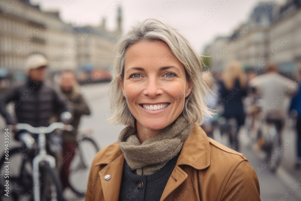 Portrait of a beautiful middle-aged woman in the street of Paris Portrait of a beautiful middle-aged woman in the street of Paris