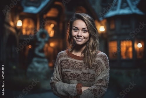 Portrait of a beautiful young woman in the city at night. © Robert MEYNER