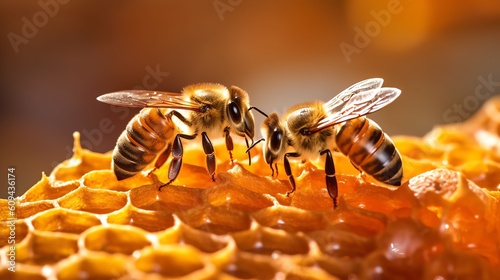 Bees on the honeycomb © vladzelinski