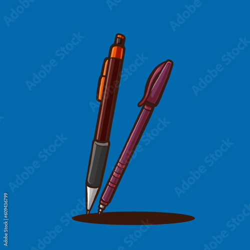 vector illustration of ballpoint office tools