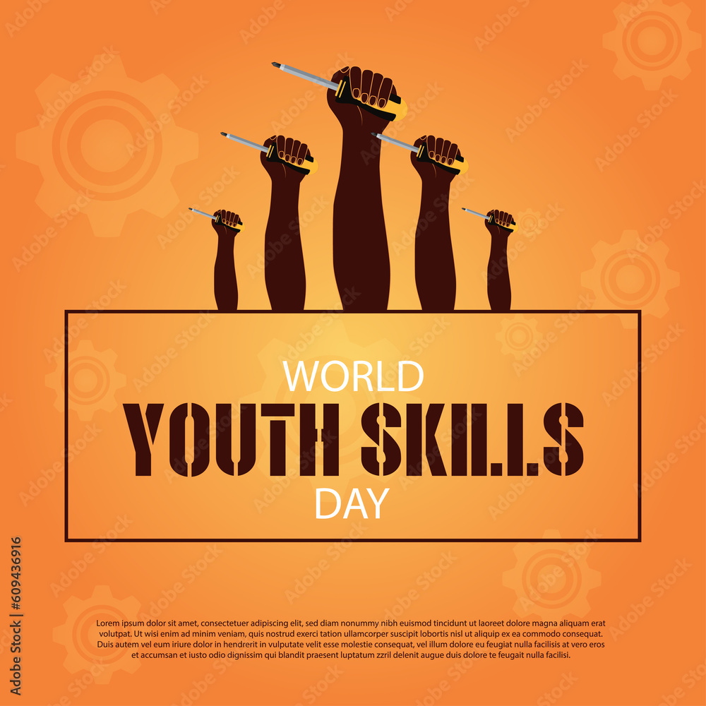 Stockillustratie World Skills Day, also known as World Youth Skills Day
