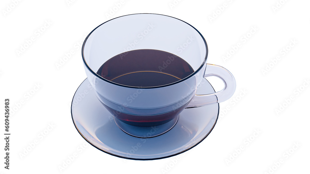 Obraz premium Glass of coffee and tea cup isolated on white background