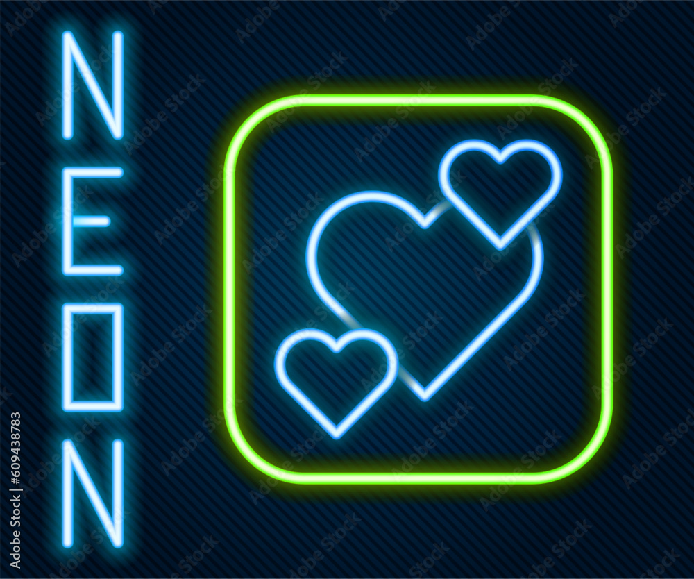 Glowing neon line Heart icon isolated on black background. Romantic symbol linked, join, passion and wedding. Happy Valentines day. Colorful outline concept. Vector Glowing neon line Heart icon isolated on black background. Romantic symbol linked, join, passion and wedding. Happy Valentines day. Colorful outline concept. Vector