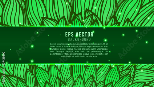 Green doodle decorative floral design frame with space for text in center. Black and white image in adult colouring books style
