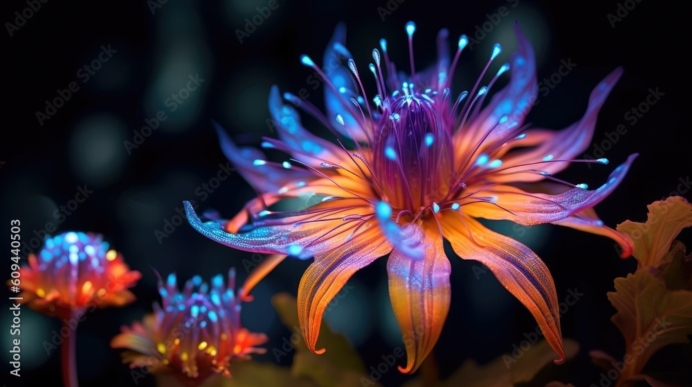 Luminescent glowing flower blossom, generative AI