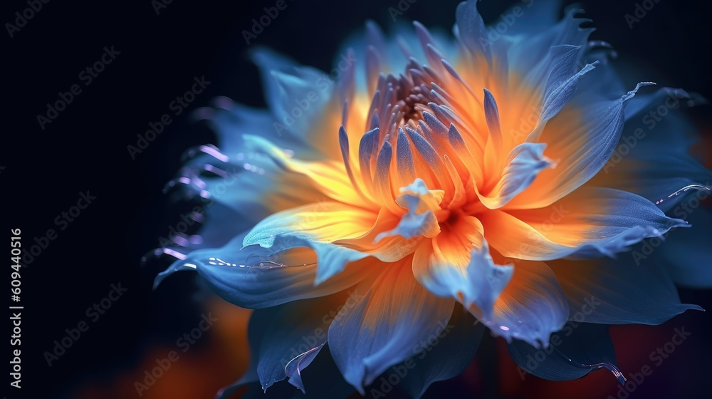 Luminescent glowing flower blossom, generative AI