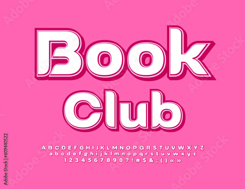 Vector creative banner Book Club. Artistic cute Font. Stylish Alphabet Letters, Numbers and Symbols set