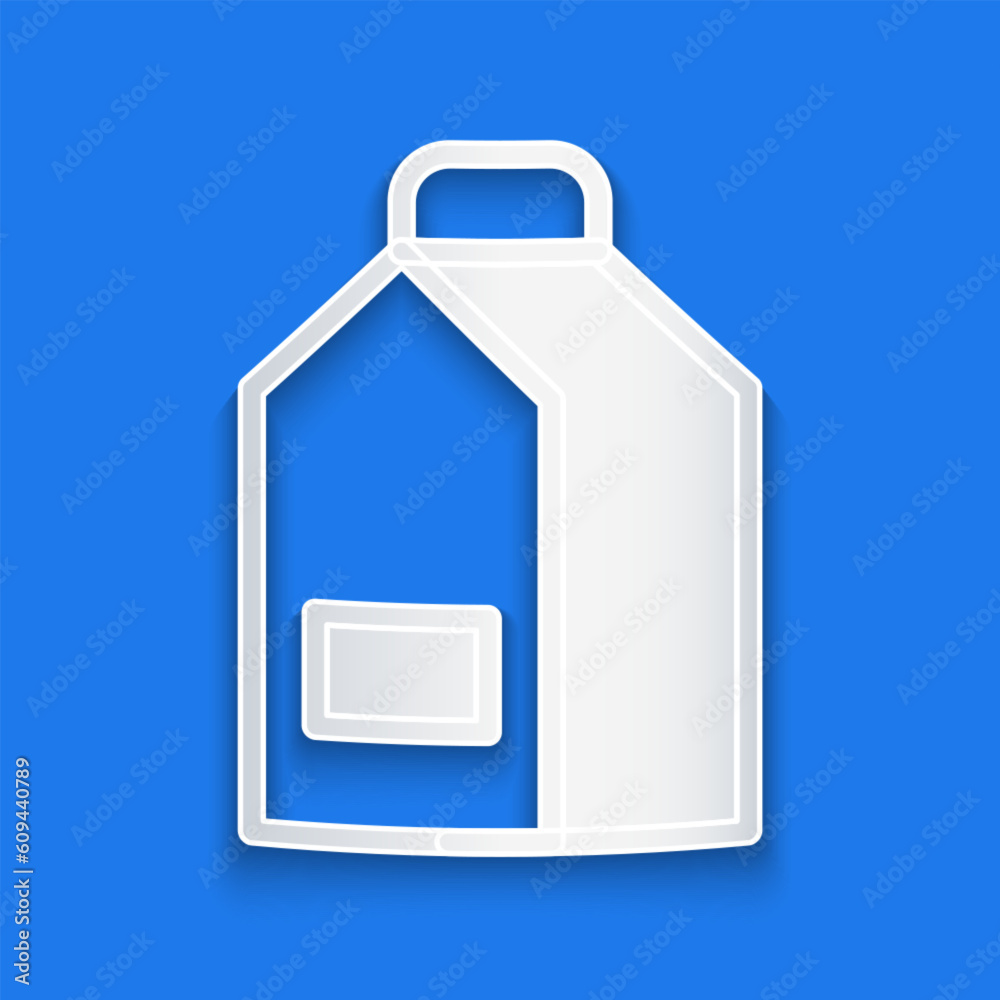 Paper cut Paper package for milk icon isolated on blue background. Milk packet sign. Paper art style. Vector Paper cut Paper package for milk icon isolated on blue background. Milk packet sign. Paper art style. Vector