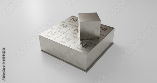 Shiny Nickle Cubes on a White Table photo