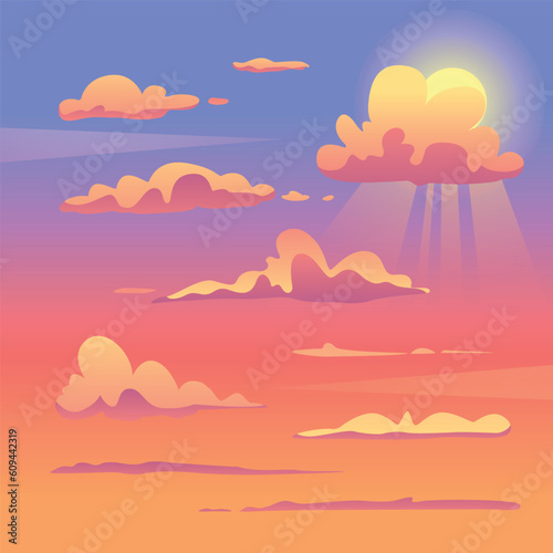 Sky Sunset  wallpaper for video conferencing Vector illustration 