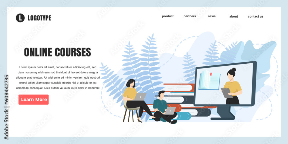 flat design concept Online courses for website and landing page template. perfect for web page design, banner, mobile app, Vector illustration flat design concept Online courses for website and landing page template. perfect for web page design, banner, mobile app, Vector illustration