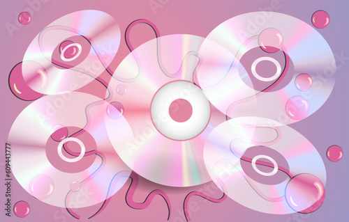 gradient background with CDs and gum in shades of pink