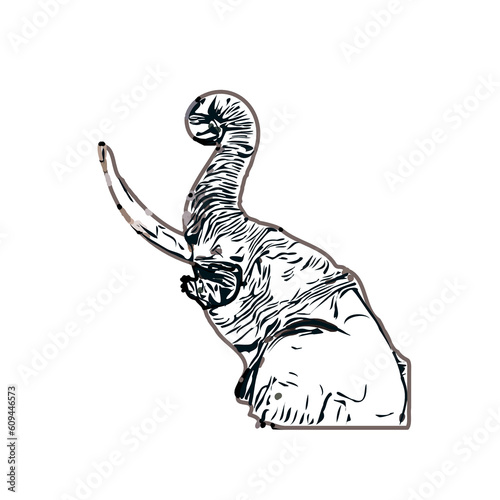 sketch of an elephant with transparent background