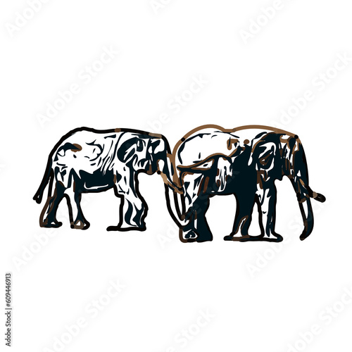 sketch of an elephant with transparent background