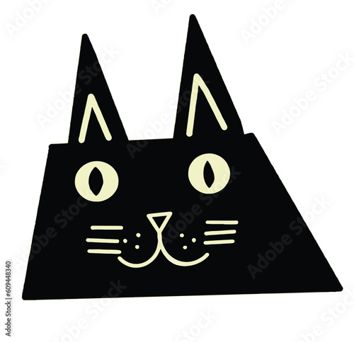 big eyed black cat vector editable