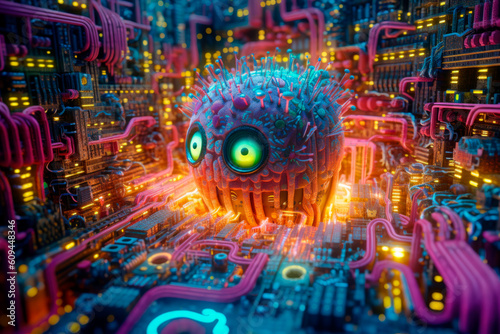 psychedelic monster eye, colorful, slime, monster, generative ai © Joachim