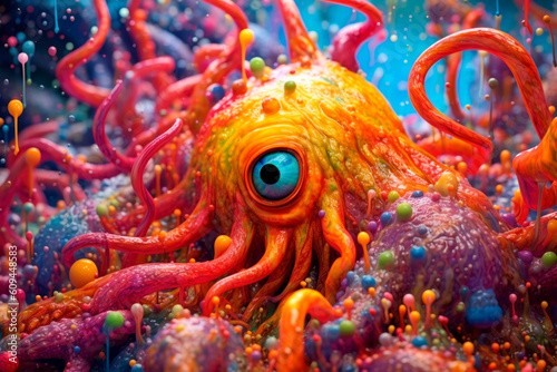 Strange cute monster  colorful  generative ai