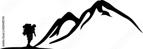 Vector silhouette of a climber and mountain
