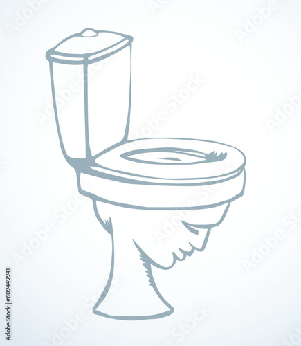 Toilet bowl in the shape of a human head. Vector drawing