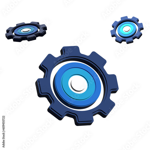 Blue gears 3d rendering