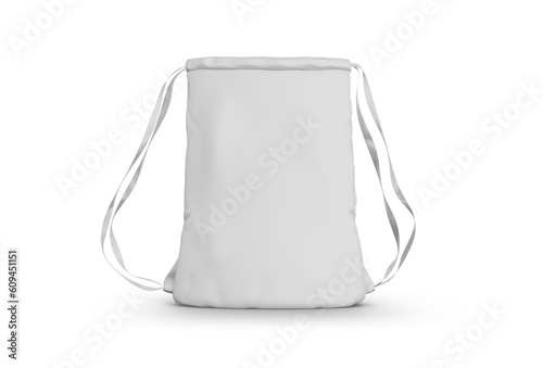 Cotton Chinch Backpack Bag White 3D Rendering