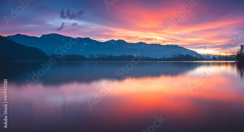 beautiful landscape in autumn sunset