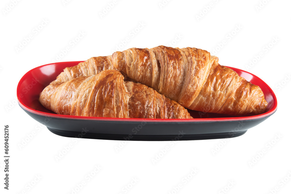 freshly baked tasty croissants. French pastry. png transparent background