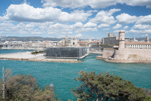 Fototapeta Naklejka Na Ścianę i Meble -  Cityscape of the west site of Marseille city, south France.