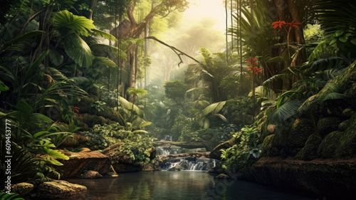 jungle concept with sunlight created with Generative AI technology © Robert Herhold