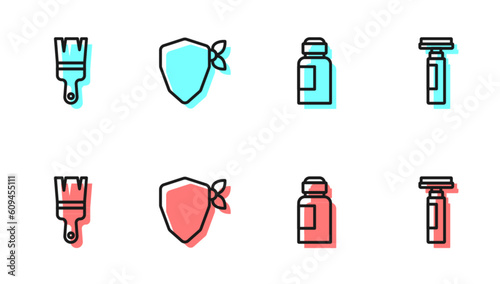 Set line Paint, gouache, jar, dye, brush, Vandal and Marker pen icon. Vector