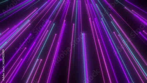 neon light line abstract background with rays, neon line background