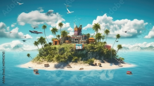 concept of tropical holiday island created with Generative AI technology © Robert Herhold