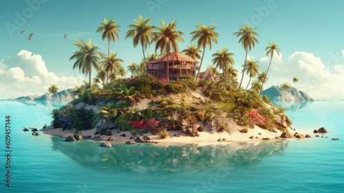 concept of tropical holiday island created with Generative AI technology © Robert Herhold