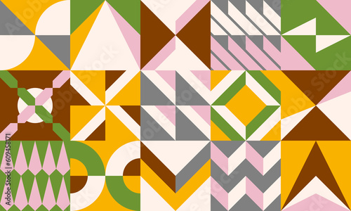 Geometric Wrapping popular squares stickers blocks. Mural trend graphic design Memphis Mixed shapes vector. Retro Flat Maximalism Style. Complex composition.