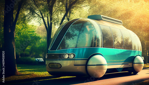 Future Autonomously driving public transport peoplemover vehicle  photo