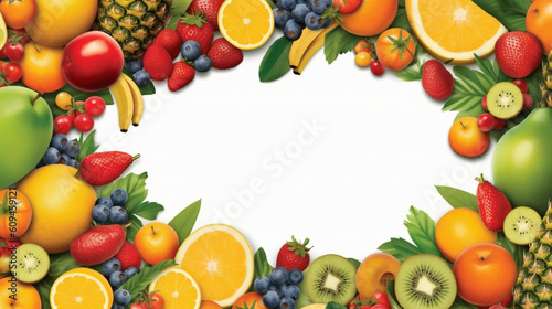 Fruit frame background for restaurant menu. IA generative. © Moon Project