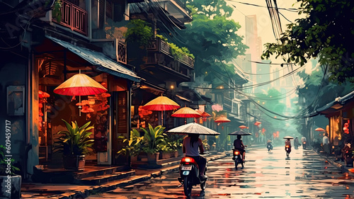 travel concept of hanoi, vietnam created with Generative AI technology © Robert Herhold