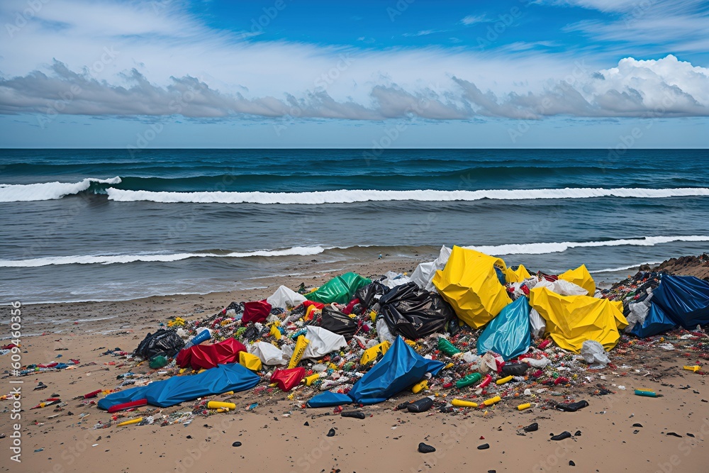 illustration of a beach full of garbage illustration of a beach full of garbage