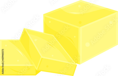 color vector illustration of butter, briquette and slices of butter, sliced butter, dairy products