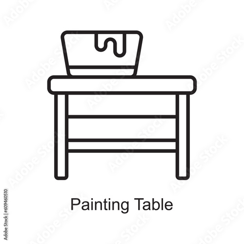 Painting Table Outline Icon Design illustration. Art and Crafts Symbol on White background EPS 10 File