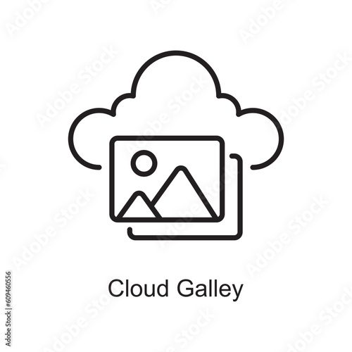Cloud Galley Outline Icon Design illustration. Art and Crafts Symbol on White background EPS 10 File