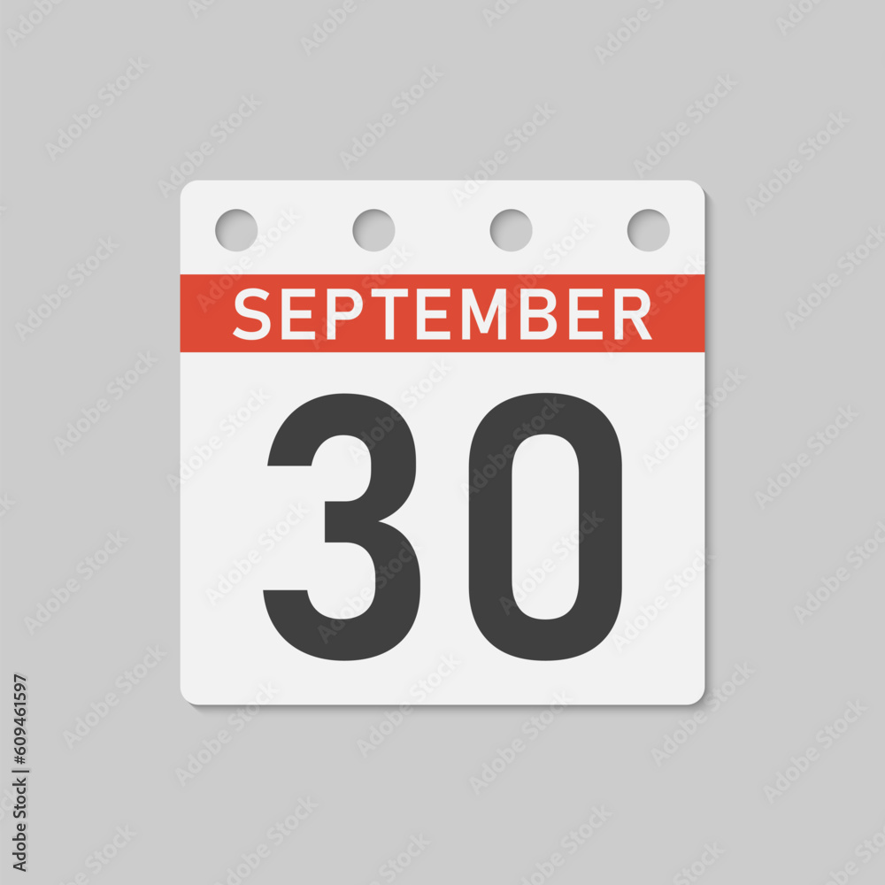 Icon page calendar day - 30 September Icon page calendar day - 30 September