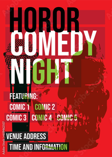 Stand Up Comedy poster event, standup night post or banner for events, open mic for comedy cafe brochure or pamphlet or flyer