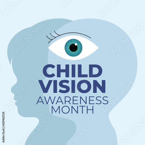 child vision awareness month design template for celebration. boy and girl silhouette design. child vision vector illustration.