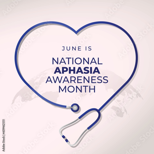 National Aphasia Awareness Month design template for celebration. aphasia with ribbon design. aphasia awareness vector template. ribbon design.