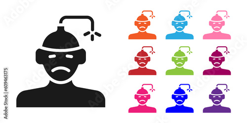 Black Concussion, headache, dizziness, migraine icon isolated on white background. Set icons colorful. Vector