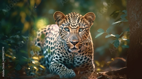 Leopard portrain tin the wilds. Bokeh jungle background.  © Photo And Art Panda