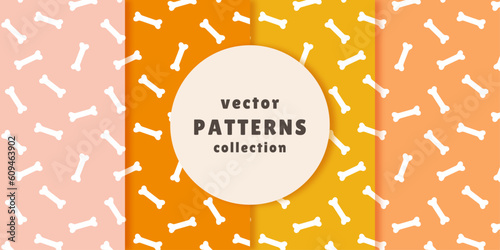 Bones seamless pattern in four colors, set desgin silhouette, vector illustration