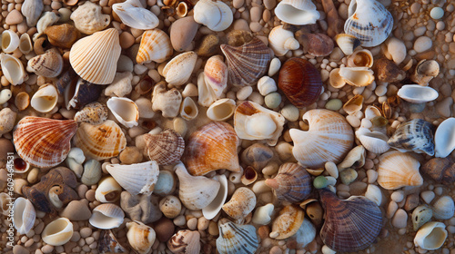 Frame of seashells on the beach. IA generative.