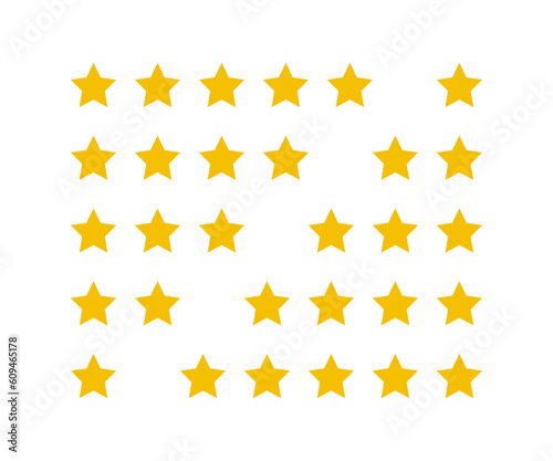 Product rating or customer review with gold stars flat vector icons for apps and websites. set of stars isolated on white background. Star icon. Stars in modern simple flat style vector